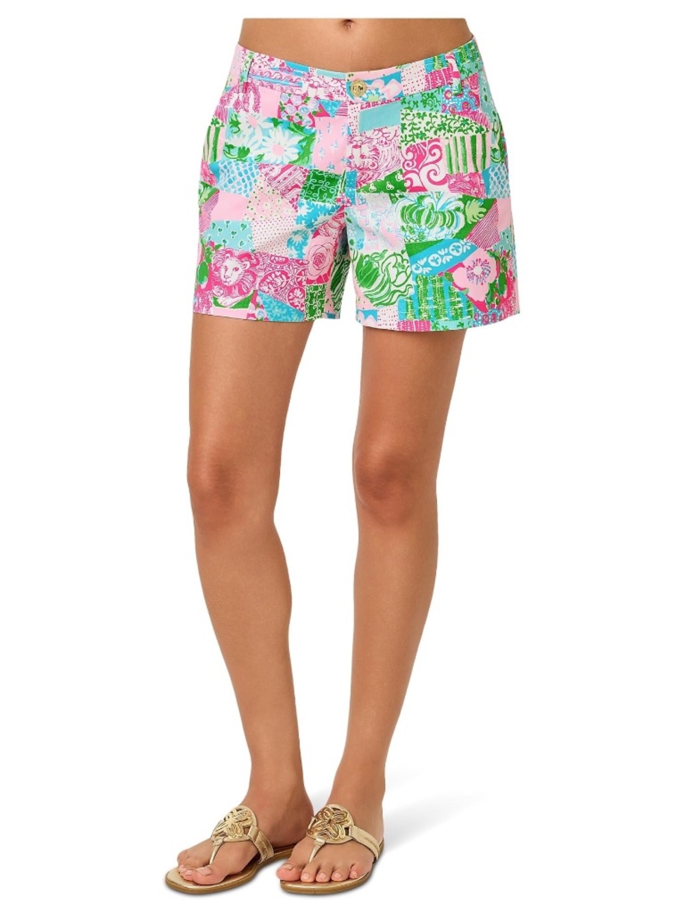 Lilly Pulitzer Callahan Mid-Rise 5" Shorts in Multi Crazy Quilt NWT Size 4
